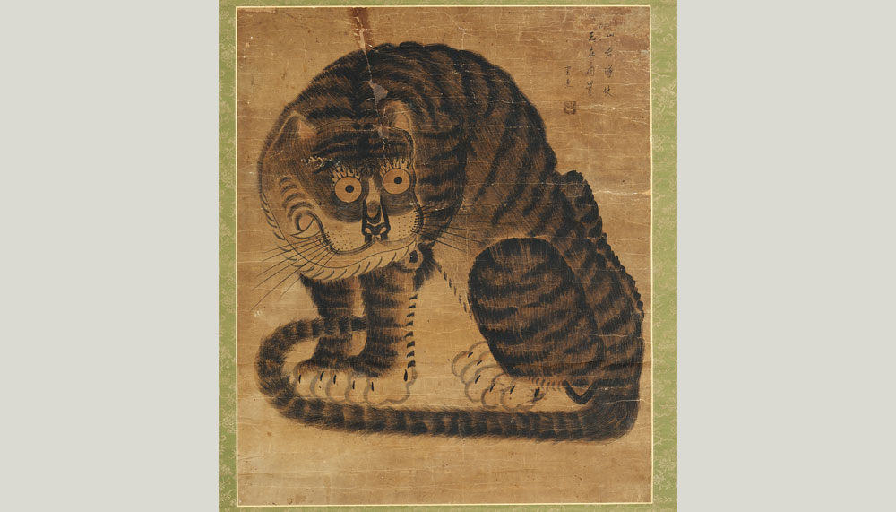 Hanging scroll Tiger in ink and colour on paper, Joseon dynasty