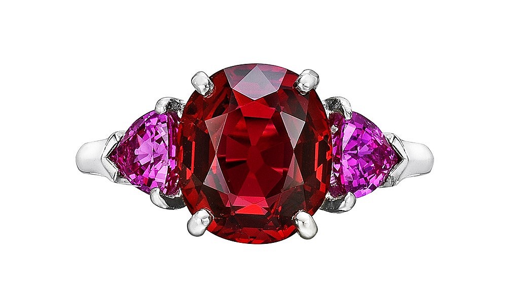 Spinel and diamond ring