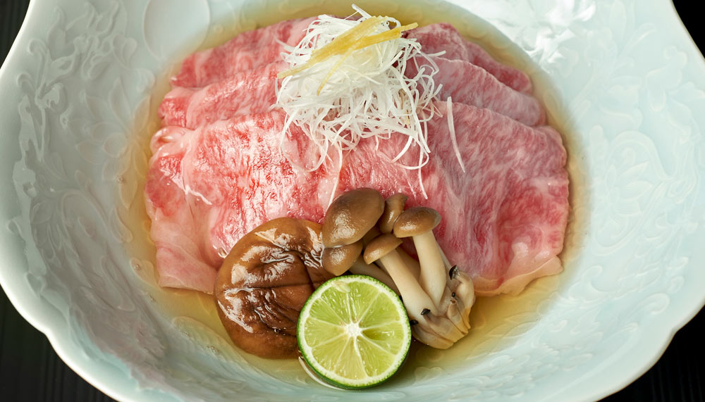 Japanese Wagyu beef in Dashi