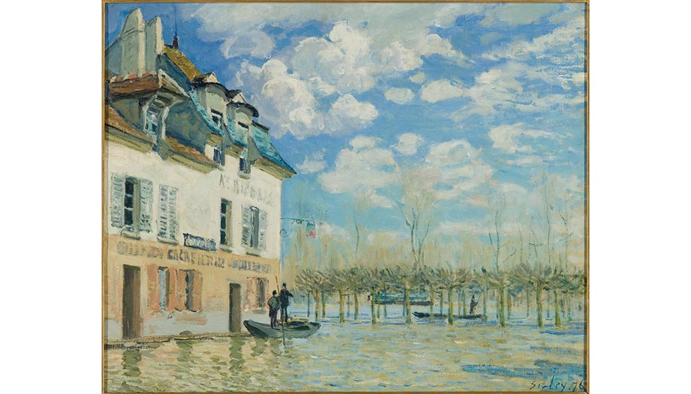 La barque pendant l'inondation, Port-Marly by Sisley