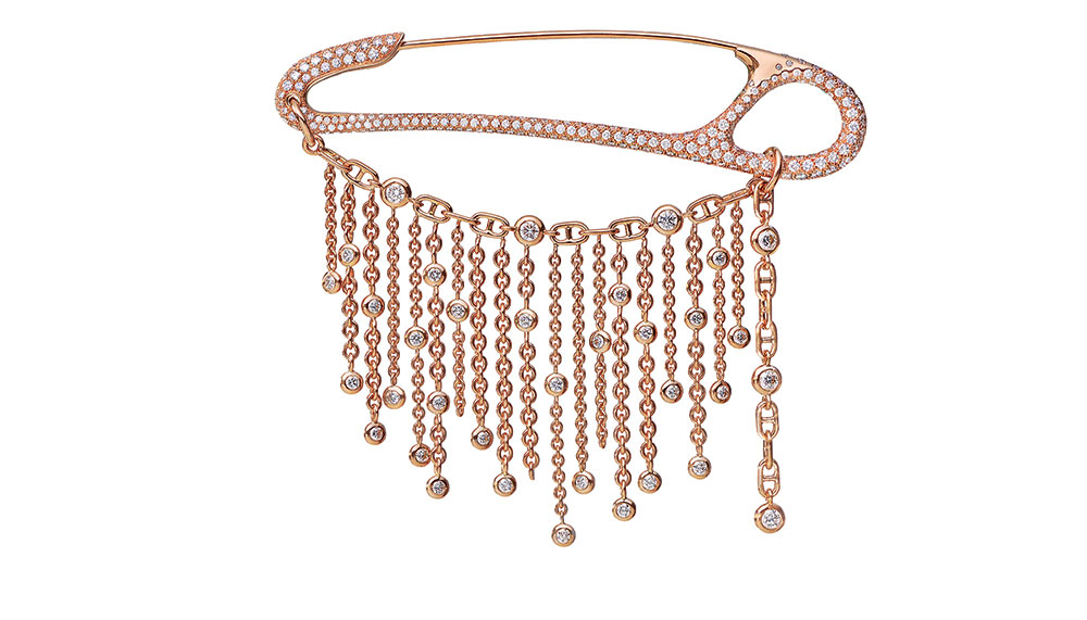 Hermes Chaine d’Ancre Punk Fringe Brooch in Rose Gold and Diamonds