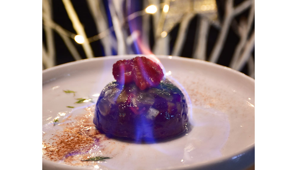 Flaming a Christmas pudding