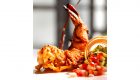 Tiger prawn stuffed with cray fish in saffron low-fat yoghurt marinade