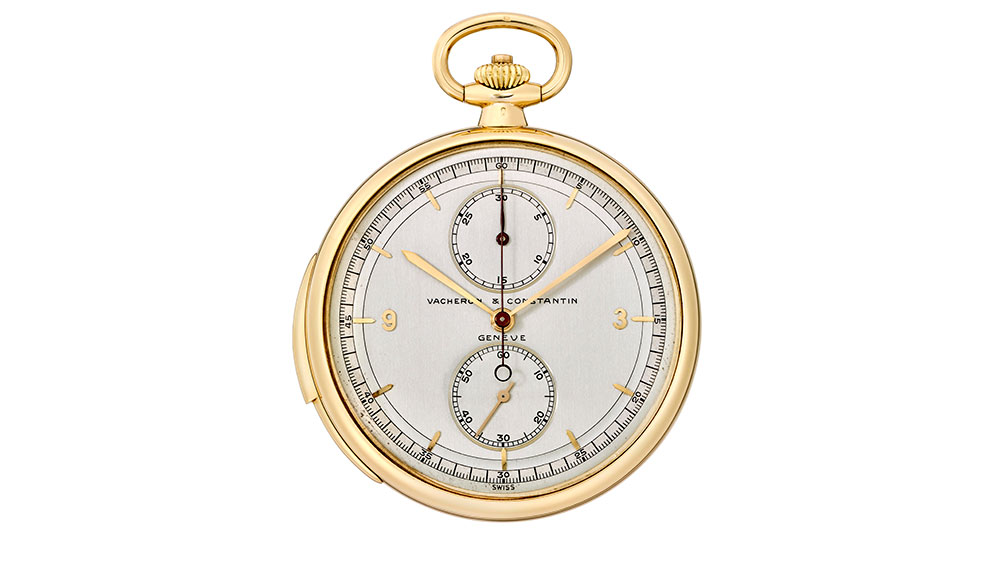 Vacheron Constantin, 18k yellow gold chronograph minute repeater open-face pocket watch, circa 1925