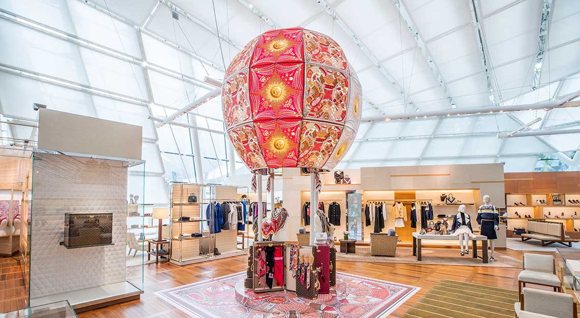 Louis Vuitton celebrates newest season of silk squares with an animation  display at The Shoppes at Marina Bay Sands in Singapore - Robb Report  Singapore