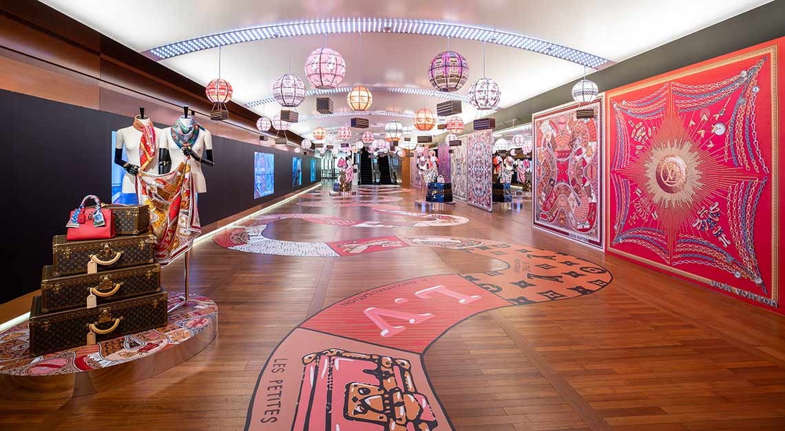 Louis Vuitton celebrates newest season of silk squares with an animation  display at The Shoppes at Marina Bay Sands in Singapore - Robb Report  Singapore