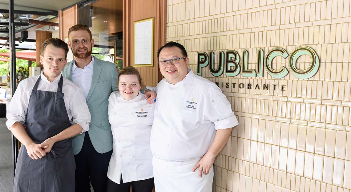 chef Eric Neo, chef de cuisine Sebastian Reischer, chef Chelsea Logan, Claudio Russo