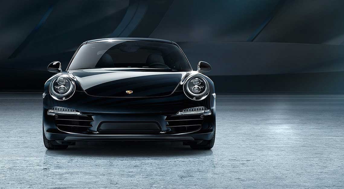 Porsche 911 Carrera Black Edition Like some of the other automakers on this list, Porsche has filled the black-on-black design niche with its 911 Carrera Black Edition. Based on the standard model, the Black Edition — available in coupe or convertible versions — sports a 3.4-litre V-6 engine with 350 hp and can come with standard black or optional Jet Black Metallic paint. The Black Edition has received some special enhancements, including 20-inch 911 Turbo wheels, LED headlights with Porsche Dynamic Light System Plus, and a Bose sound system. The all-black interior has heated four-way sport seats, Black Edition logos on the door sill guards, and handy features like coat hooks and 12-volt plugs to charge your electronics before a night out.