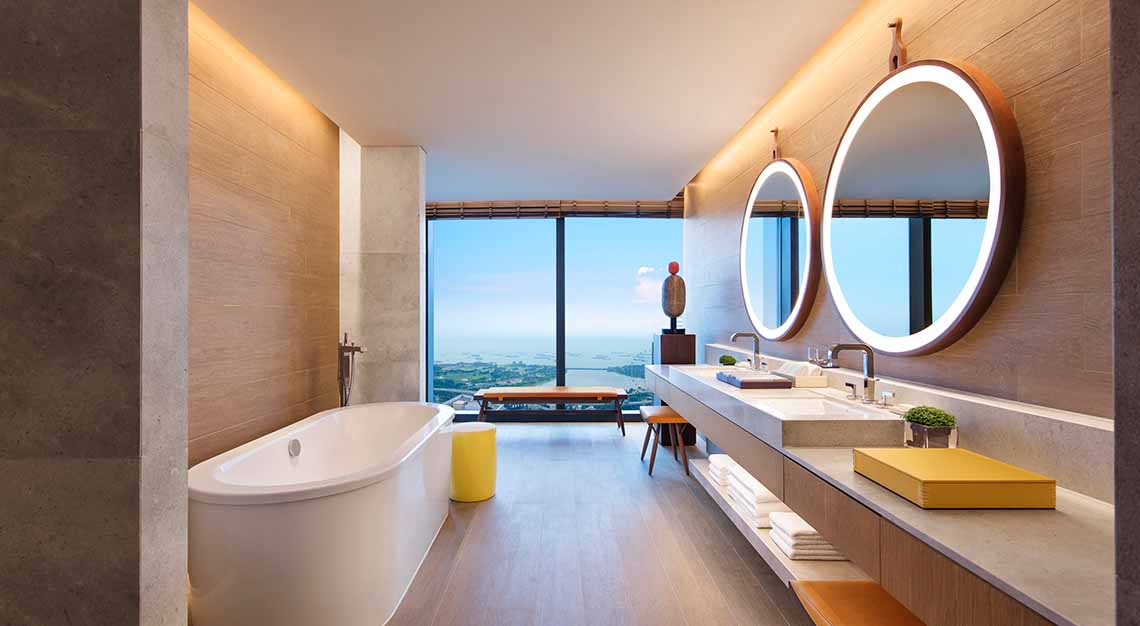 Luxury hotel bathrooms in Singapore that offer Champagne baths, private  steam rooms and stunning views of the city - Robb Report Singapore