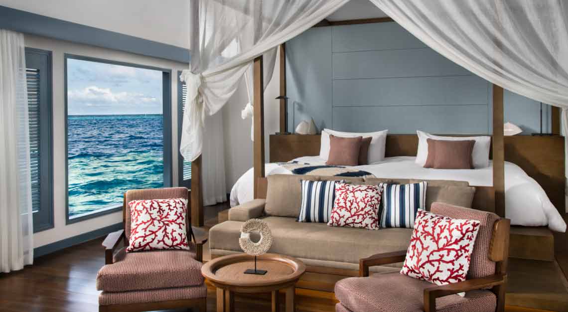 Raffles Maldives Meradhoo Overwater Villa Bedroom