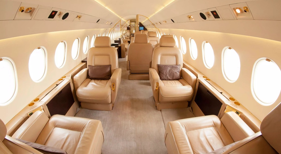 The interior of a Learjet.