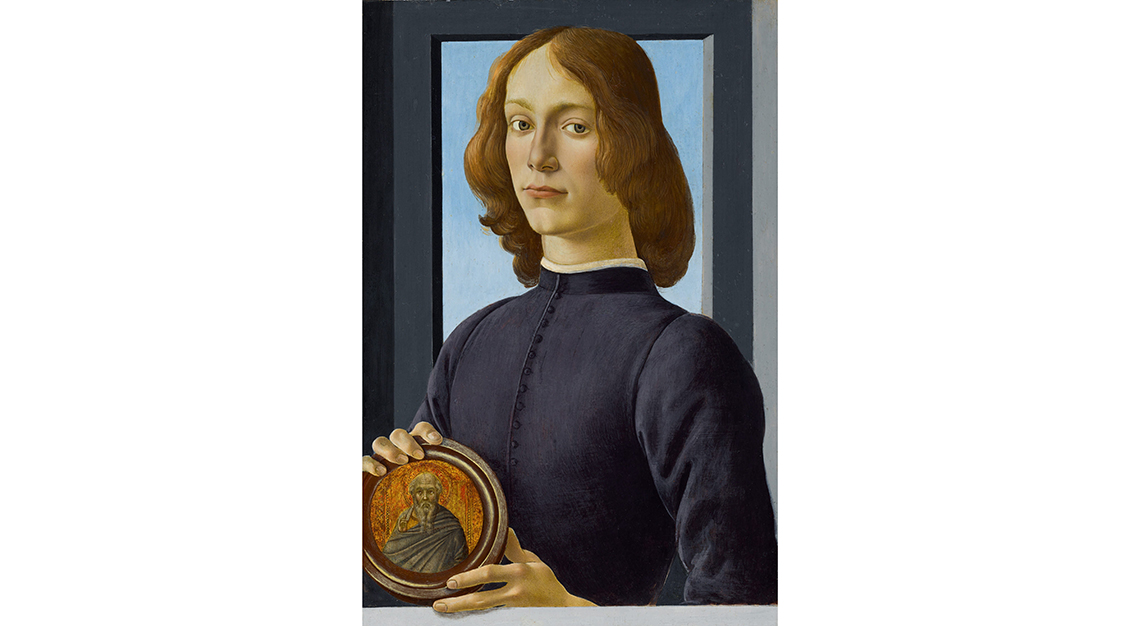 Young Man Holding a Roundel by Sandro Botticelli