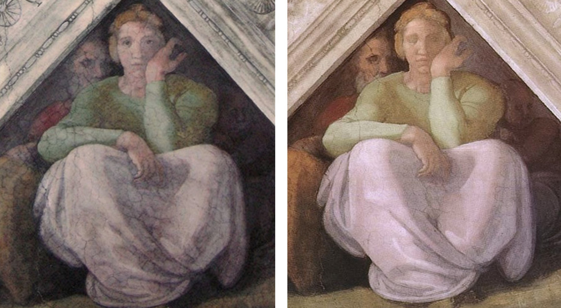 Michaelangelo, Sistine chapel, art restoration fail