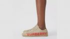 Burberry Logo Print Cotton Gabardine Sneakers