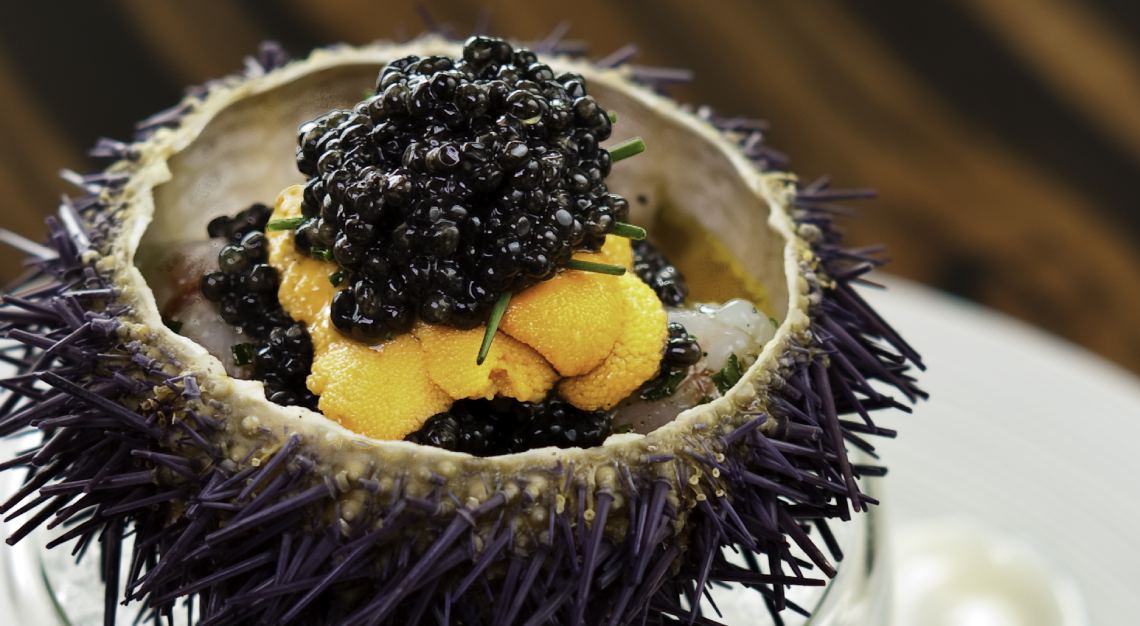 Waku Ghin Marinated Botan Shrimp with Sea Urchin and Caviar