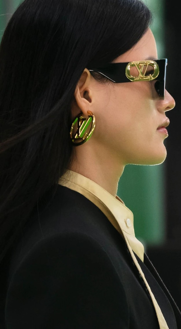 LOUIS VUITTON INSPIRED LV HOOP EARRINGS Gold Plated  ReWorked Designer