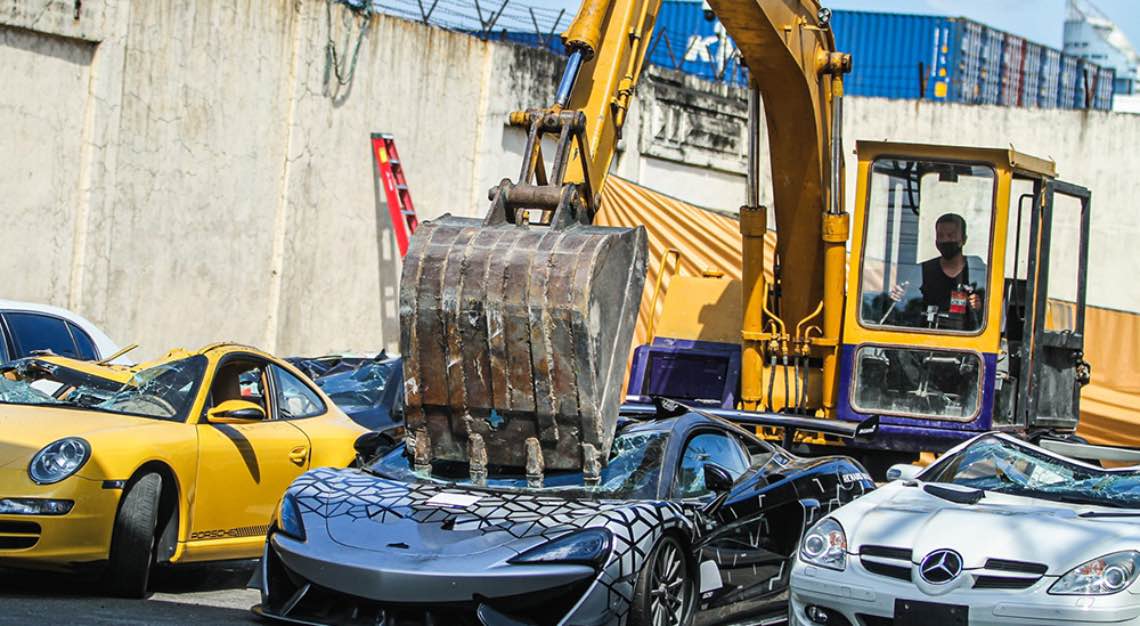 Philippines crushed cars
